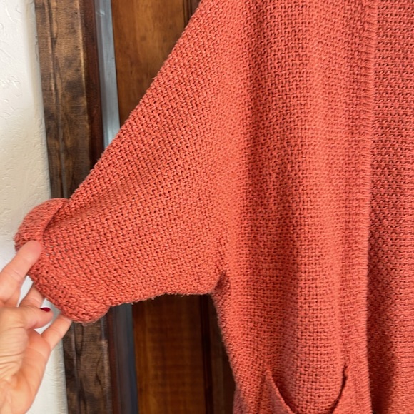 Anthropologie Sparrow Orange Cardigan Sweater V-Neck Knit M - Picture 2 of 6